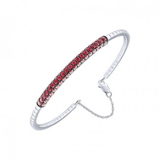 14k White Gold And Ruby Bangle