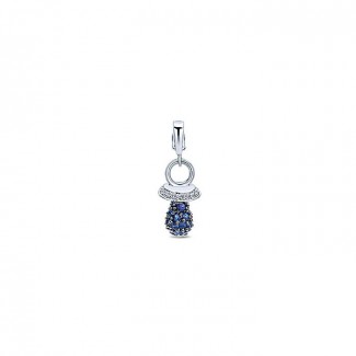 14k White Gold Diamond And Sapphire Charm Pendant