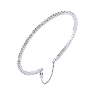 14k White Gold Diamond Bangle