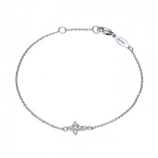 14k White Gold Diamond Cross Bracelet