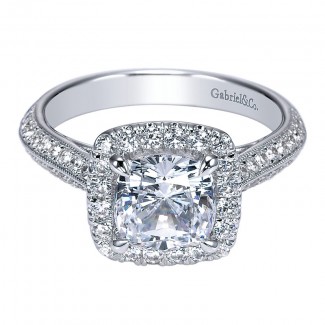 Engagement Ring 14k White Gold Diamond Halo