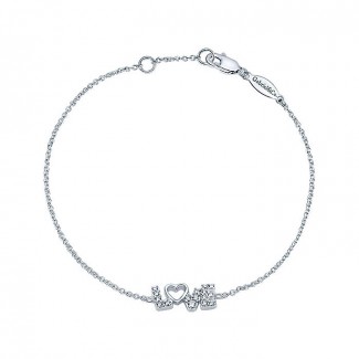 14k White Gold Diamond Heart Bracelet