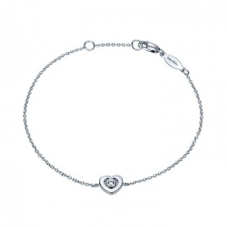 14k White Gold Diamond Heart Bracelet