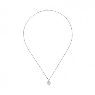 14k White Gold Diamond Pearl Fashion Necklace