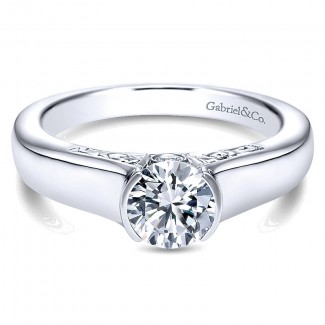 Engagement Ring 14k White Gold Diamond Solitaire