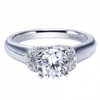 Engagement Ring 14k White Gold Diamond Straight