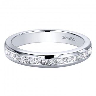 Wedding Band 14k White Gold Diamond Straight