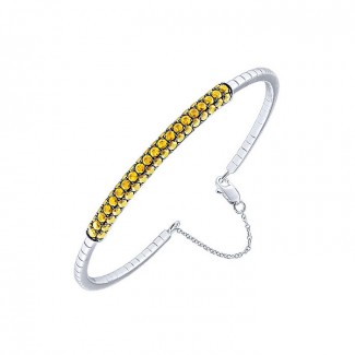 14k White Gold Yellow Sapphire Bangle