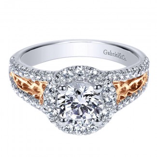 Engagement Ring 14k White/pink Gold Diamond Halo