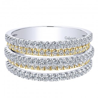 Ladies' Ring 14k Yellow/white Gold Lusso Diamond Wide Band