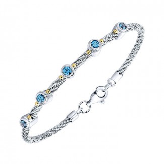 Bracelet 3 Or More Metals Mixed Swiss Blue Topaz Bangle Bracelet