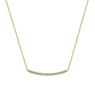 14k Yellow Gold Diamond Bar Necklace