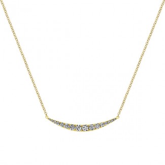 14k Yellow Gold Diamond Bar Necklace