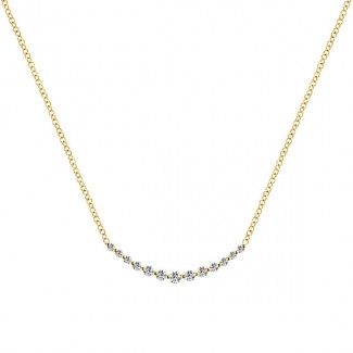14k Yellow Gold Diamond Bar Necklace