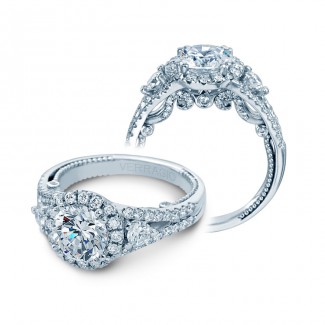 Verragio Three Stone Halo Split Shank Engagement Ring