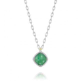 Gem Pendant featuring Clear Quartz over Green Onyx