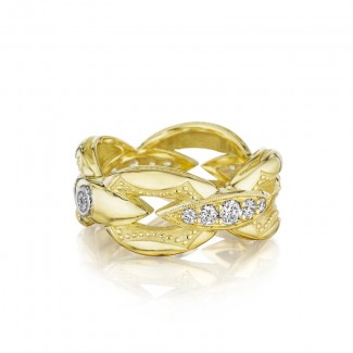 Pavé Bold Crescent Links Ring in Silver sr186y