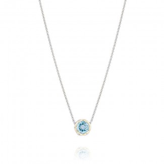 Crescent Station Necklace featuring Sky Blue Topaz