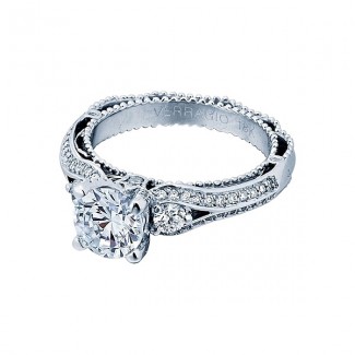 Verragio Three Stone Pave Diamond Engagement Ring