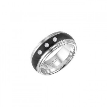 Triton Black And White Tungsten Carbide Men'S Band 22-4331