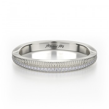 MICHAEL M 18k White Gold Wedding Band R575B-18W