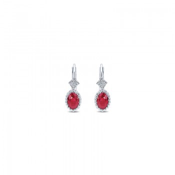 Gaby Earrings 14k White Gold Diamond And Ruby Drop