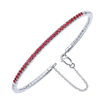 14k White Gold And Ruby Bangle