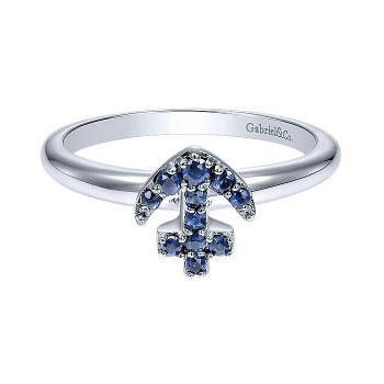 14k White Gold And Sapphire Stackable Ladies' Ring