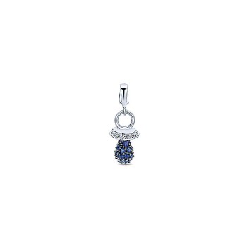 14k White Gold Diamond And Sapphire Charm Pendant