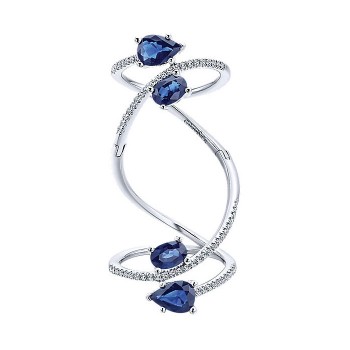 14k White Gold Diamond And Sapphire Fashion Ladies' Ring
