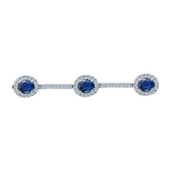 14k White Gold Diamond And Sapphire Tennis Bracelet