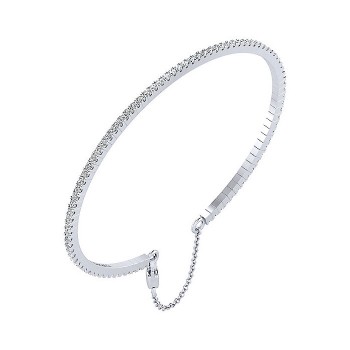 14k White Gold Diamond Bangle