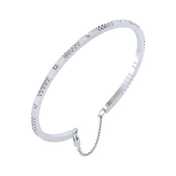 14k White Gold Diamond Bangle