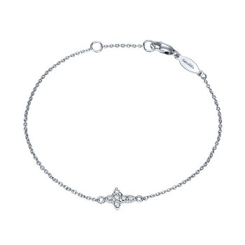 14k White Gold Diamond Cross Bracelet