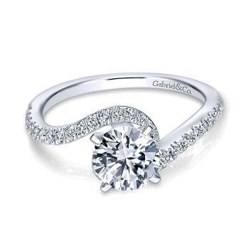 14K White Gold Diamond French Pave Bypass 14K White Gold Engagement Ring ER7232W44Jj