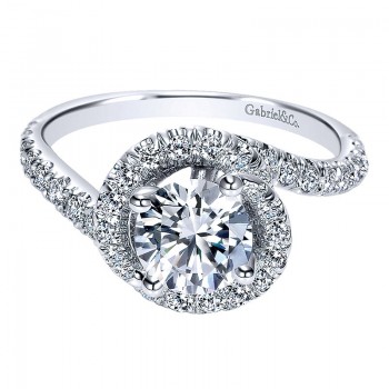 Engagement Ring 14k White Gold Diamond Halo