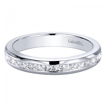 Wedding Band 14k White Gold Diamond Straight