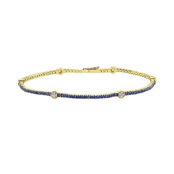 14k Yellow Gold Diamond And Sapphire Tennis Bracelet