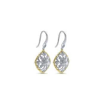 14k Yellow/white Gold Diamond Drop Earrings