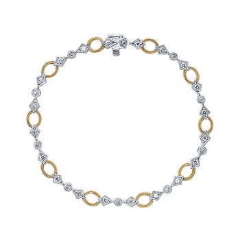 14k Yellow/white Gold Diamond Tennis Bracelet