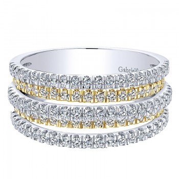 Ladies' Ring 14k Yellow/white Gold Lusso Diamond Wide Band