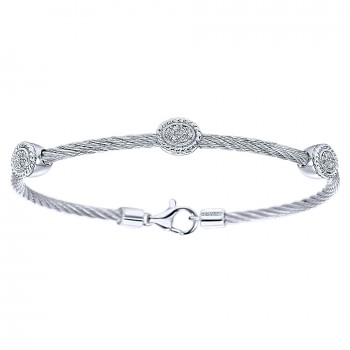 925 Silver/stainless Steel Diamond Bracelet