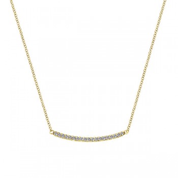 14k Yellow Gold Diamond Bar Necklace