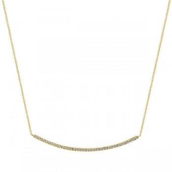 14k Yellow Gold Diamond Bar Necklace