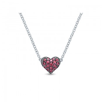 Gaby Necklace 925 Silver And Ruby Heart