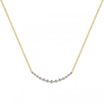 14k Yellow Gold Diamond Bar Necklace