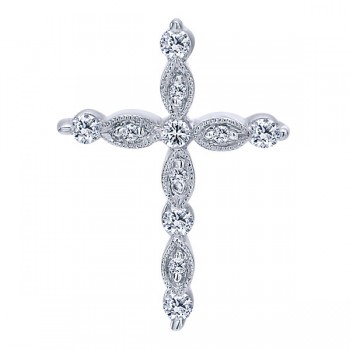 14k White Gold Diamond Cross Cross Pendant