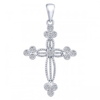 14k White Gold Diamond Cross Cross Pendant