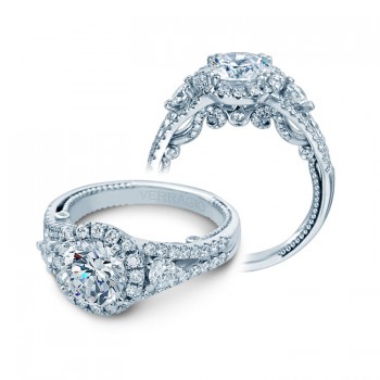 Verragio Three Stone Halo Split Shank Engagement Ring