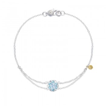 Petite Split Chain Bracelet featuring Sky Blue Topaz